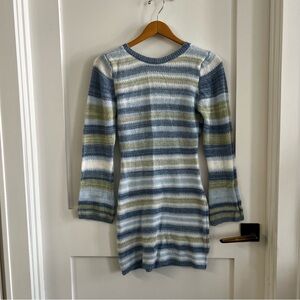 Women’s blue stripe knit sweater dress